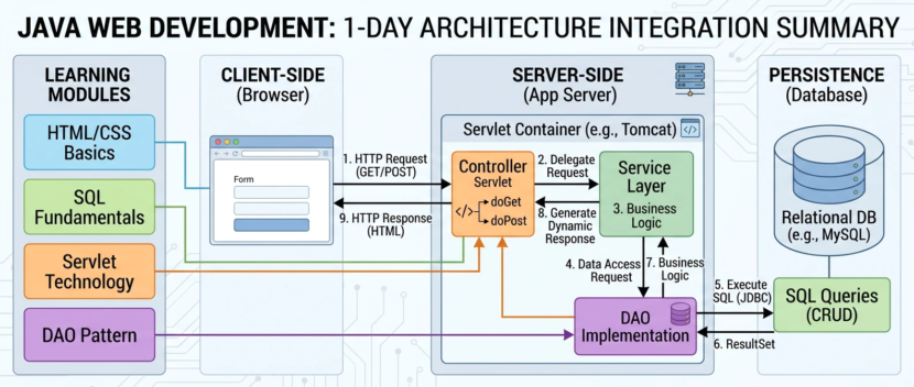 【Java Web開発 完全ロードマップ】HTML・SQL・サーブレット・DAOまで1日で学ぶ！今日の学習を総まとめ